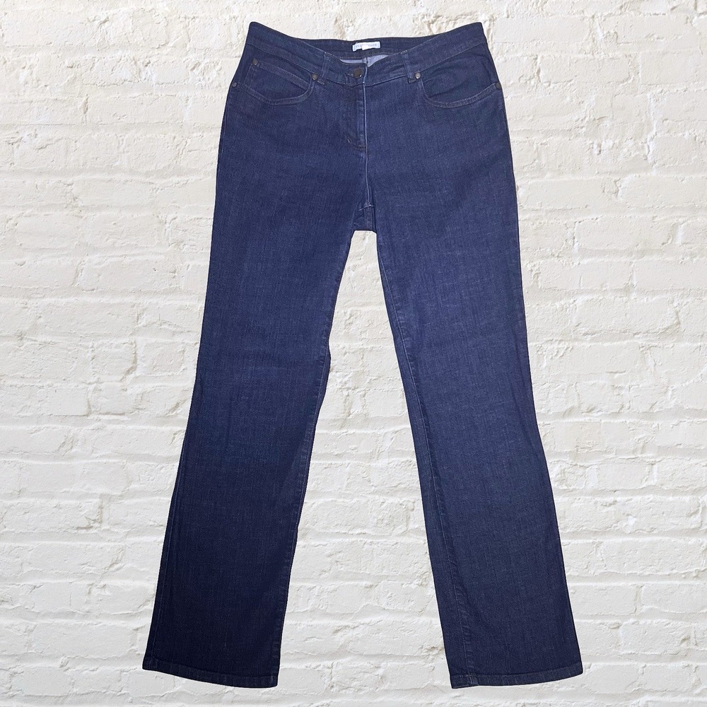 EILEEN FISHER Soft Stretch Blue Jeans Size Small 31x31 Dark Wash Mid Rise Preppy
